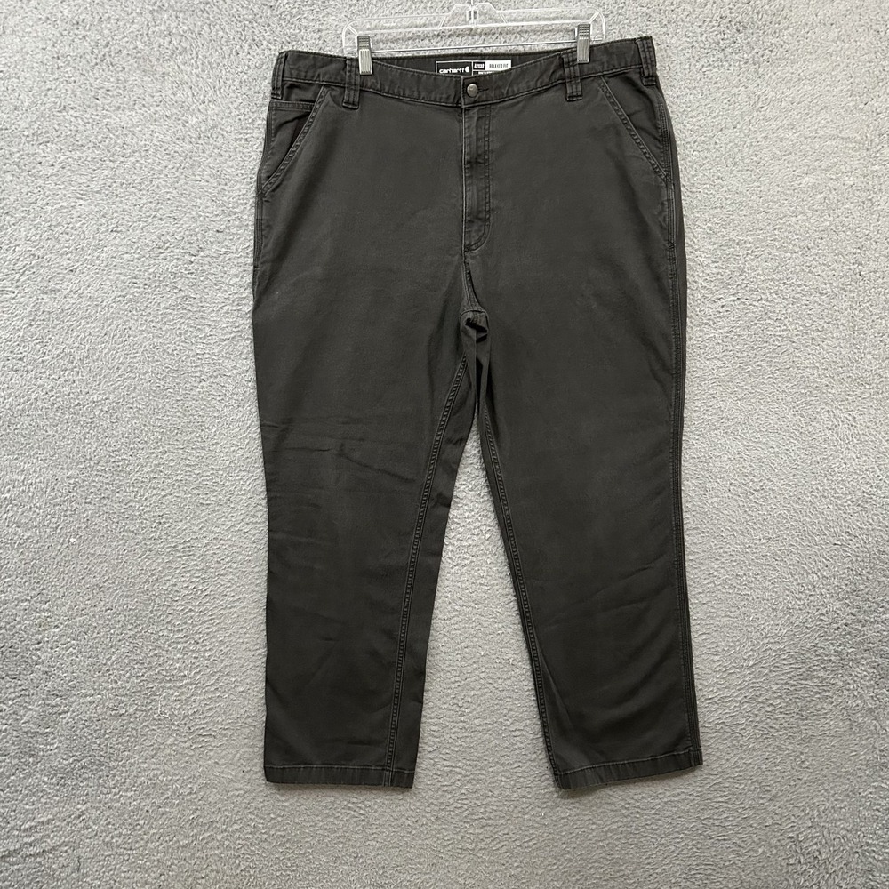 Carhartt Pants Mens 42x34 Gray Rugged Flex Relaxed Fit Canvas Work‎ Wear Adult